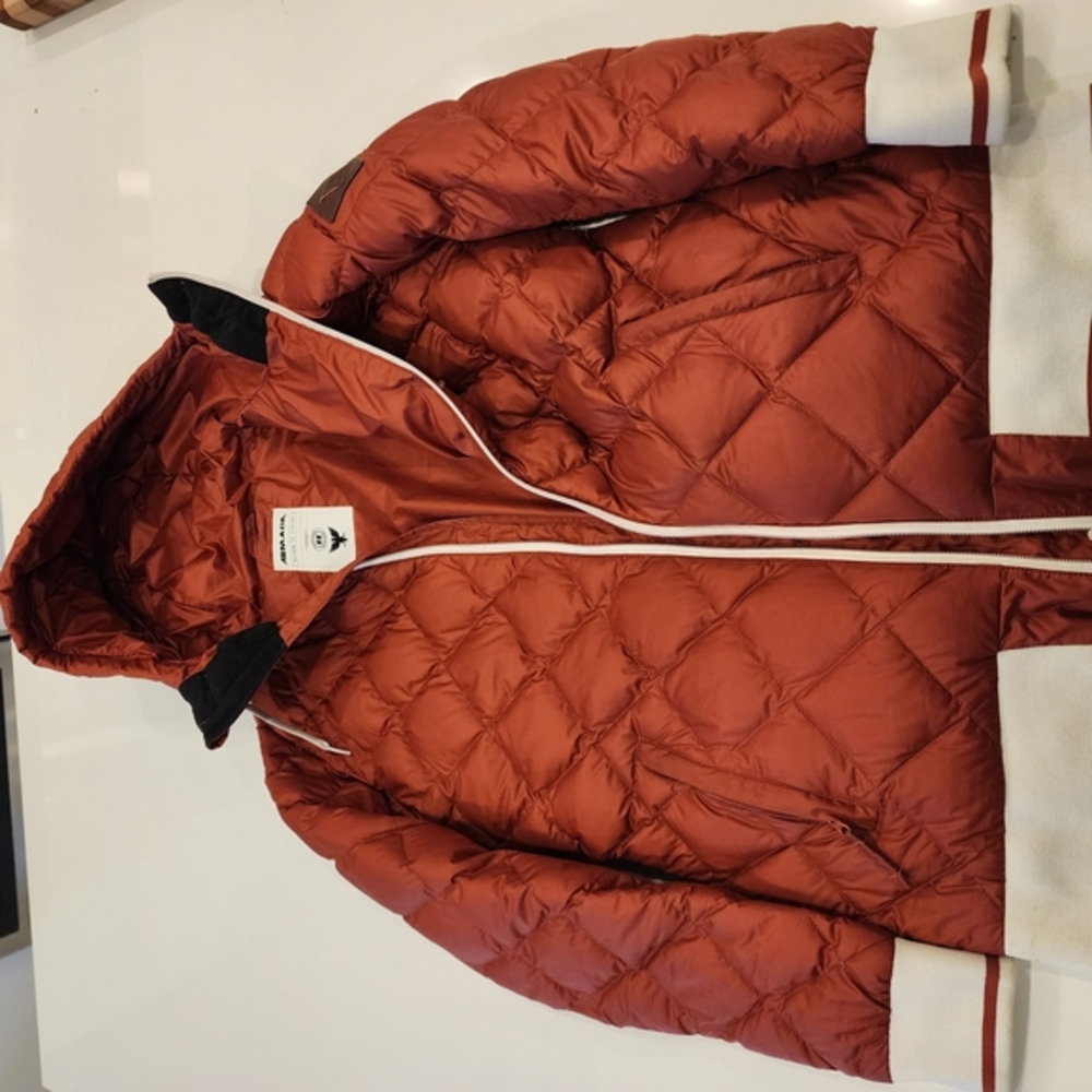 Mid Season Puff Jacket. Rust And Cream.